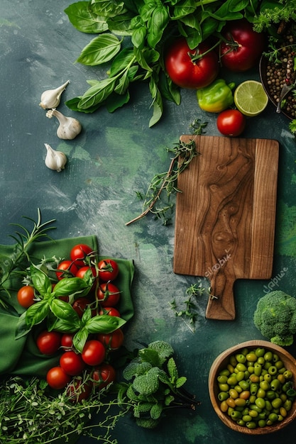 Ingredientes frescos sobre mesa